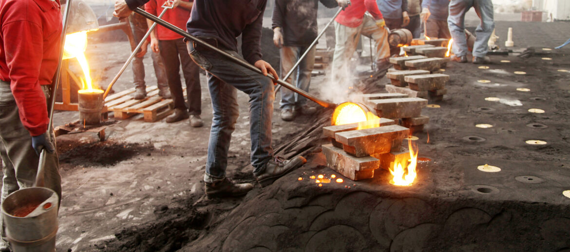 Workers at the casting factory